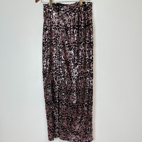 2 Women’s Black/Blush Pink Sequin Skirts W/Matching Sequin/Satin Scarf - Picture 5 of 11